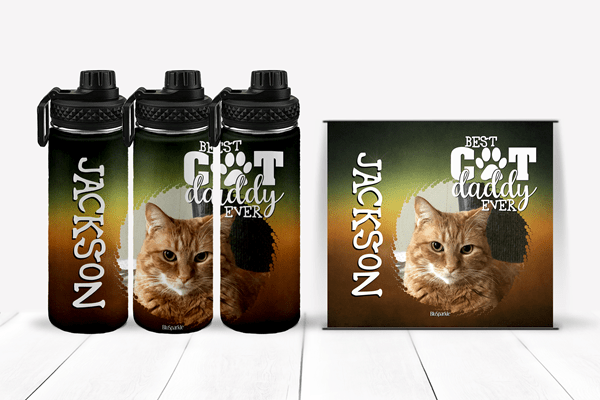 Personalized Best Cat Daddy Ever Tumblers and Water Bottles - BluSparkle