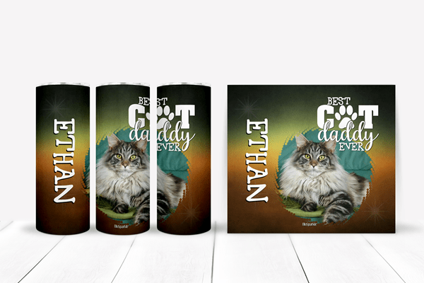 Personalized Best Cat Daddy Ever Tumblers and Water Bottles - BluSparkle