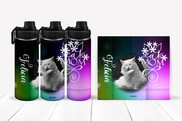 Personalized Cat Mom Tumblers and Water Bottles - BluSparkle