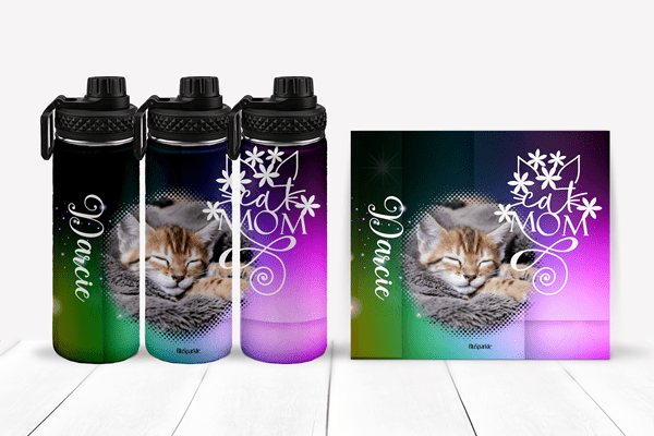 Personalized Cat Mom Tumblers and Water Bottles - BluSparkle