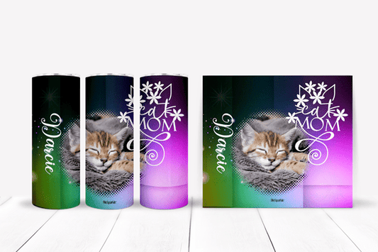 Personalized Cat Mom Tumblers and Water Bottles - BluSparkle