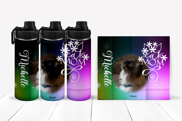 Personalized Cat Mom Tumblers and Water Bottles - BluSparkle