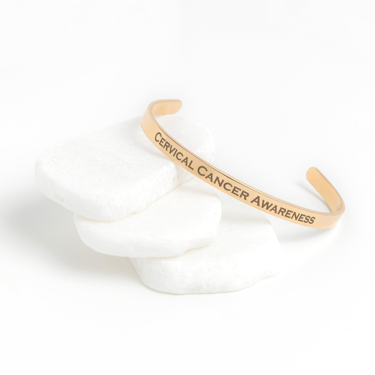 Personalized Cervical Cancer Awareness Cuff Bracelet - BluSparkle