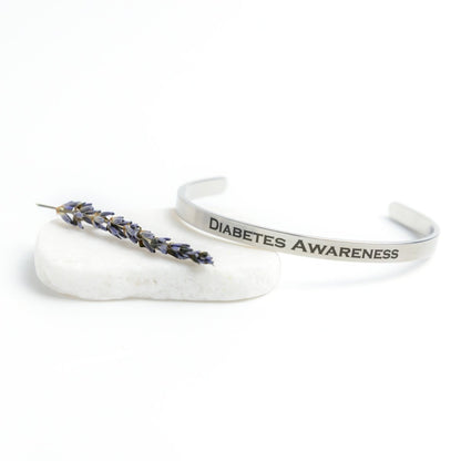 Personalized Diabetes Awareness Cuff Bracelet - BluSparkle