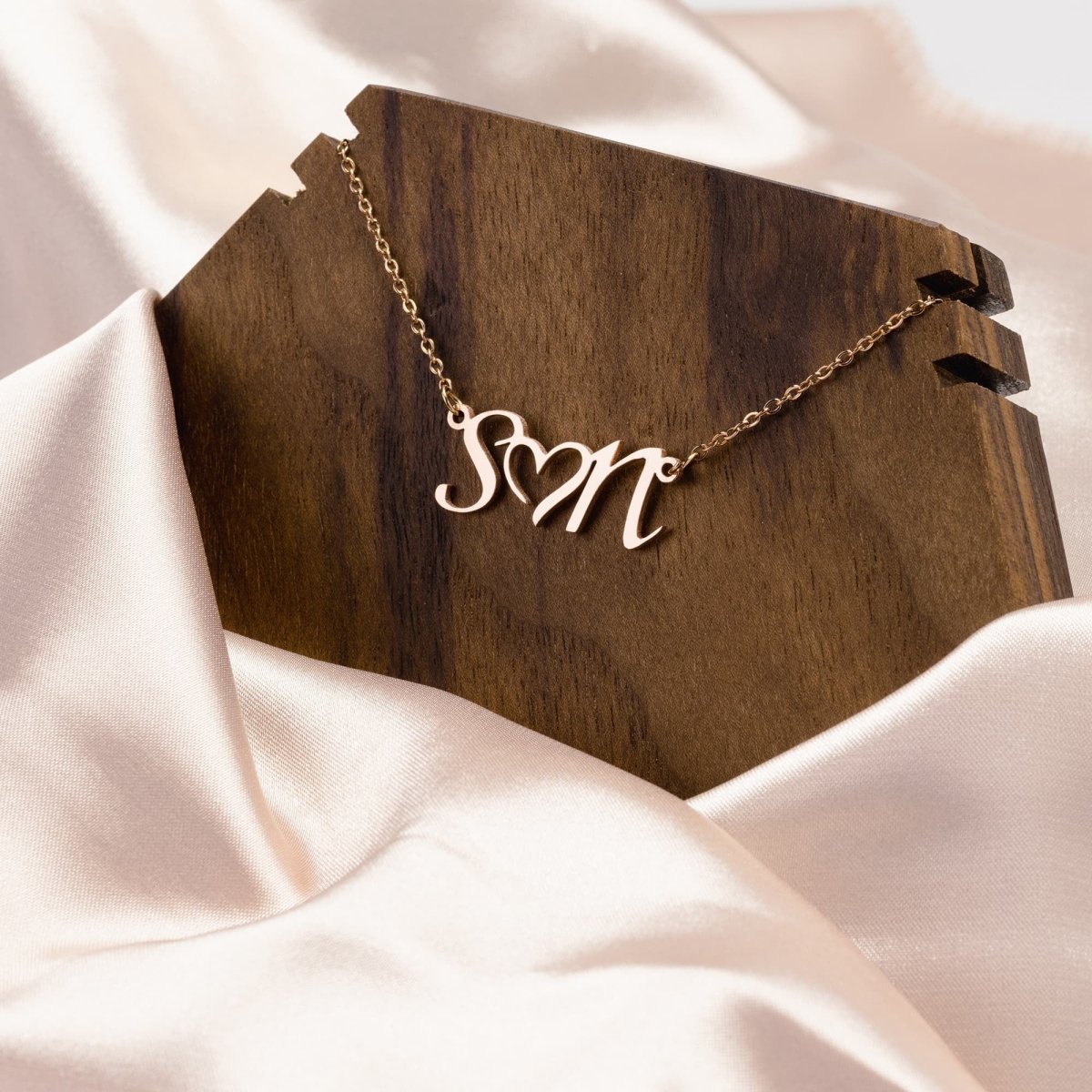 Personalized Double Initial Heart Necklace - BluSparkle