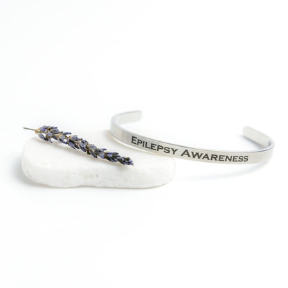 Personalized Epilepsy Awareness Cuff Bracelet - BluSparkle