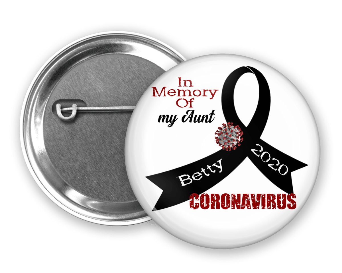 Personalized "In Memory Of" Coronavirus Pinback Buttons - BluSparkle