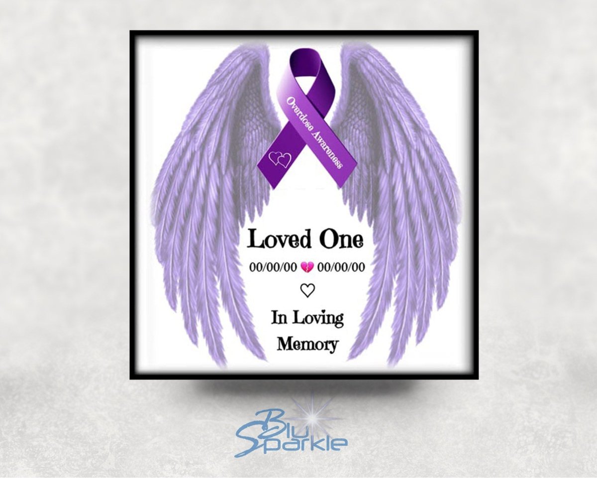 Personalized Overdose Awareness Ribbon 6"x6" Magnet, Sticker or Clear Sticker - BluSparkle