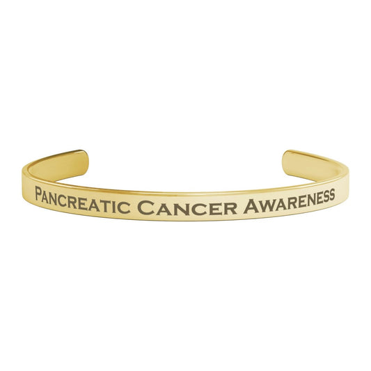 Personalized Pancreatic Cancer Awareness Cuff Bracelet - BluSparkle