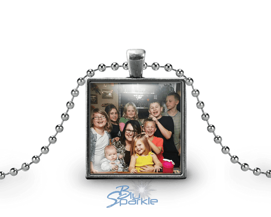 Personalized Photo Square Pendants - BluSparkle