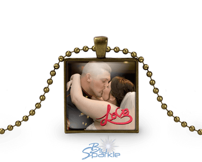 Personalized Photo Square Pendants - BluSparkle