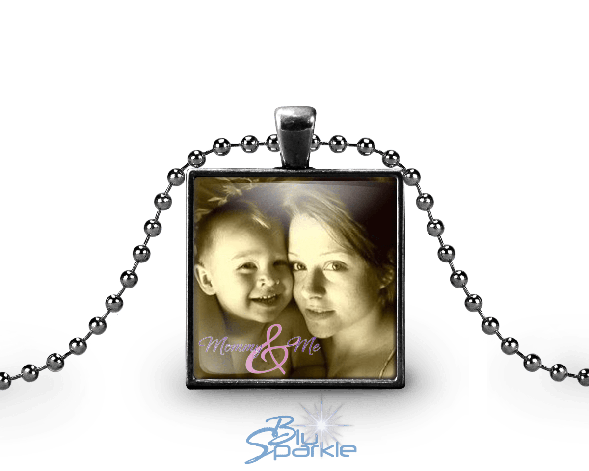 Personalized Photo Square Pendants - BluSparkle