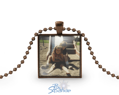 Personalized Photo Square Pendants - BluSparkle