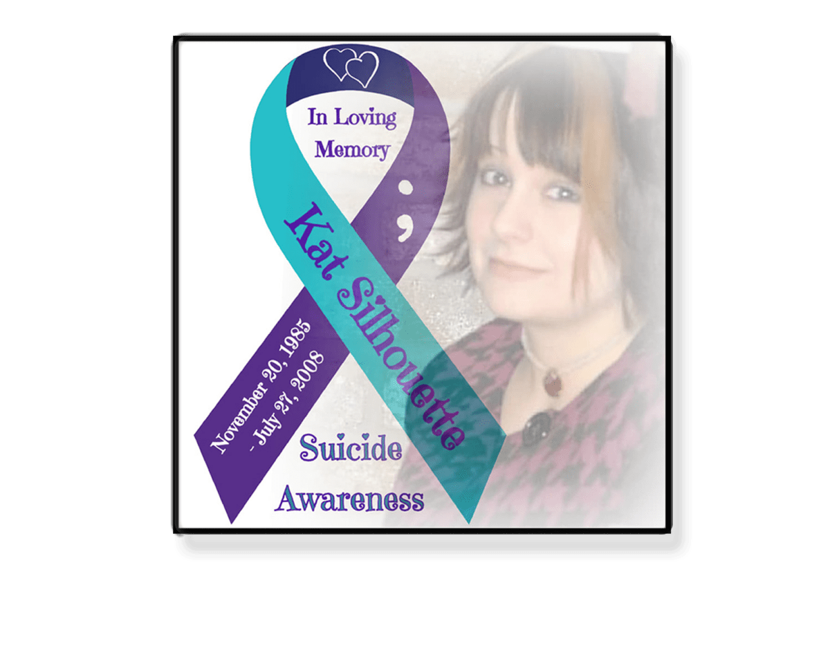 Personalized Photo & Suicide Awareness Ribbon 6"x6" Magnet, Sticker or Clear Sticker - BluSparkle