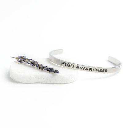 Personalized PTSD Awareness Cuff Bracelet - BluSparkle