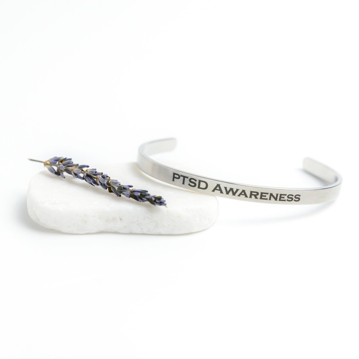 Personalized PTSD Awareness Cuff Bracelet - BluSparkle