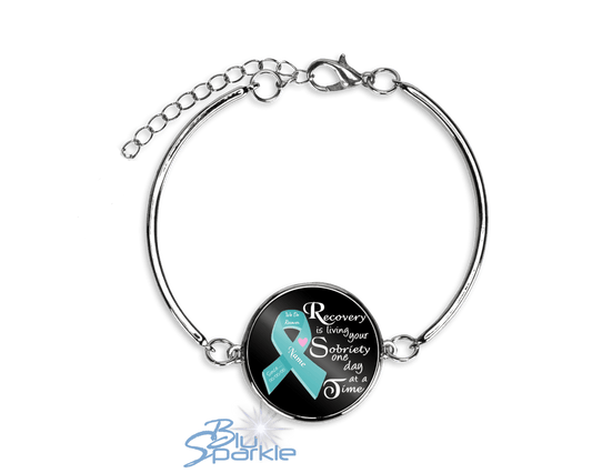 Personalized "Recovery is Living Your Sobriety One Day at a Time" Bracelets - BluSparkle