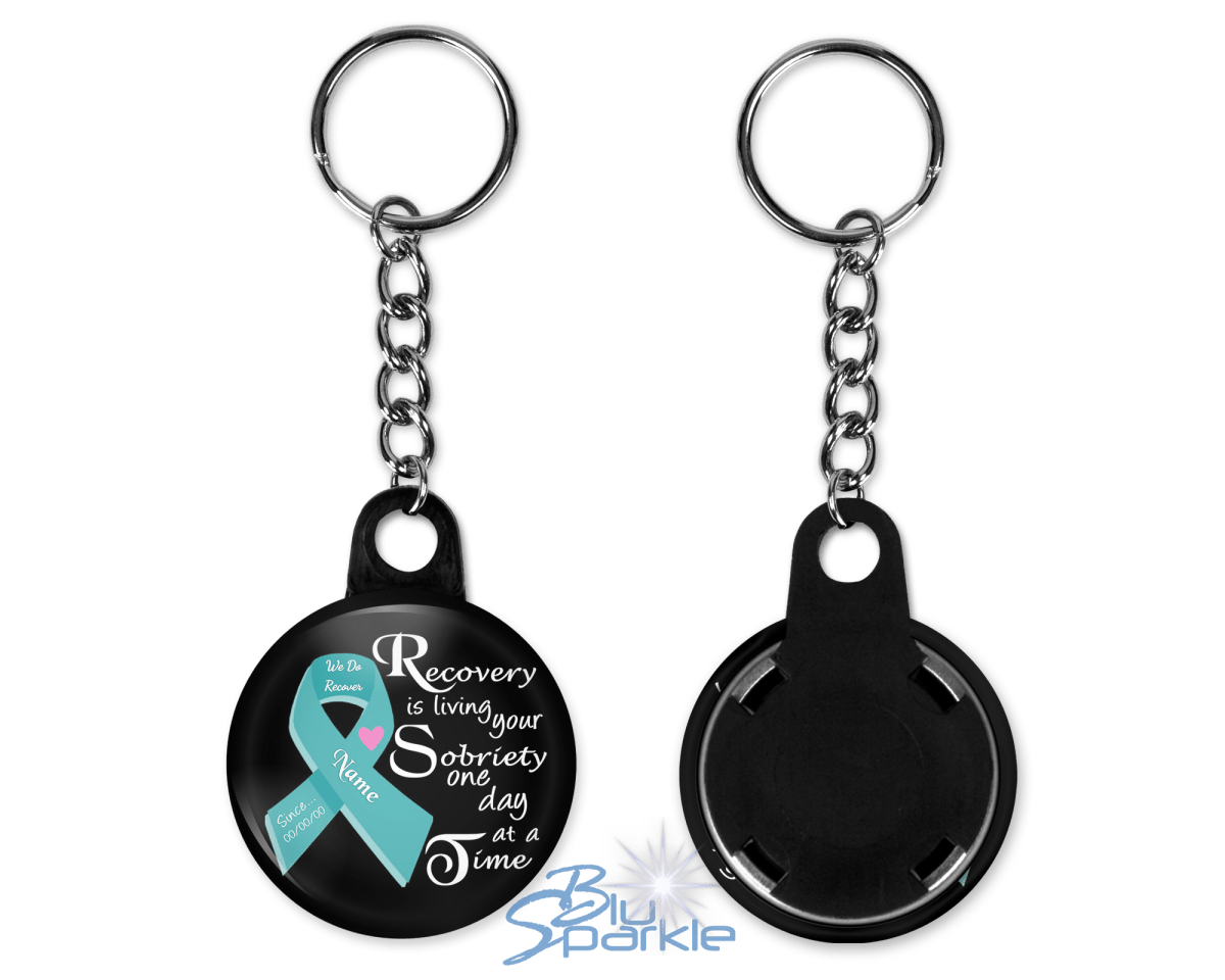 Personalized "Recovery is Living Your Sobriety One Day at a Time" Key Chains - BluSparkle