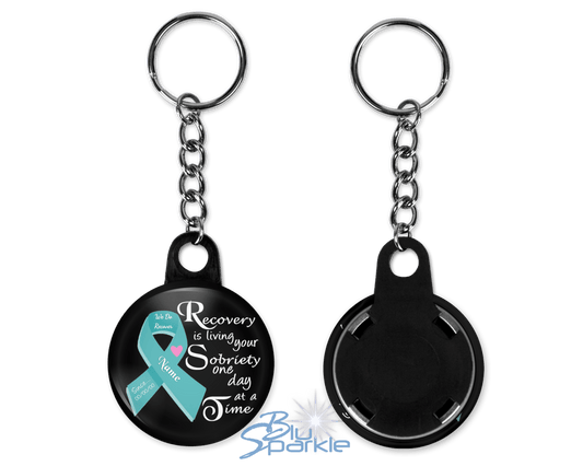 Personalized "Recovery is Living Your Sobriety One Day at a Time" Key Chains - BluSparkle