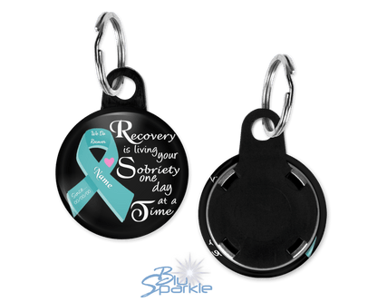 Personalized "Recovery is Living Your Sobriety One Day at a Time" Key Chains - BluSparkle