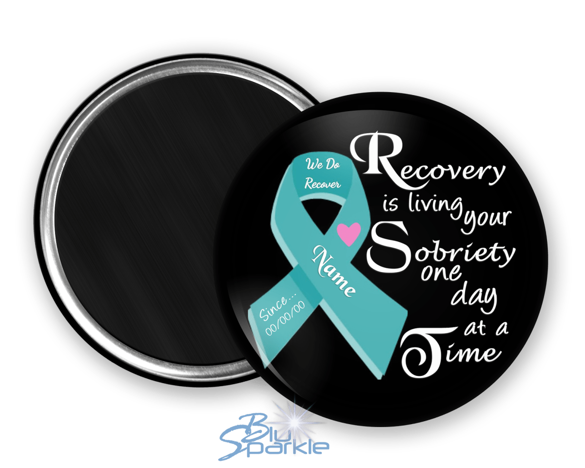 Personalized "Recovery is Living Your Sobriety One Day at a Time" Magnets - BluSparkle