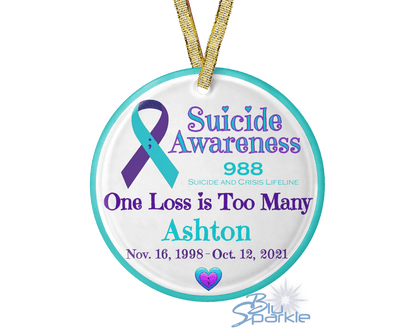 Personalized 'Suicide Awareness One Loss is Too Many' Ornament - BluSparkle