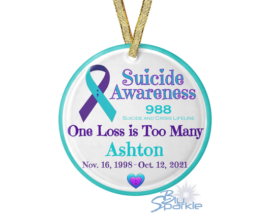 Personalized 'Suicide Awareness One Loss is Too Many' Ornament - BluSparkle