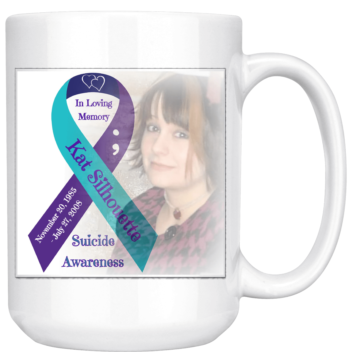 Personalized Suicide Awareness Ribbon & Photo Mug - BluSparkle