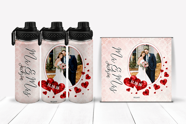 Personalized Wedded Bliss Tumblers and Water Bottles - BluSparkle