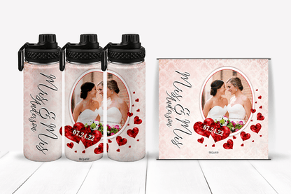 Personalized Wedded Bliss Tumblers and Water Bottles - BluSparkle