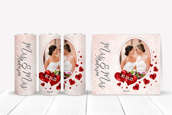 Personalized Wedded Bliss Tumblers and Water Bottles - BluSparkle