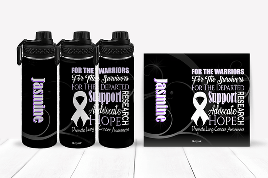 Promote Lung Cancer Awareness Tumblers and Water Bottles - BluSparkle