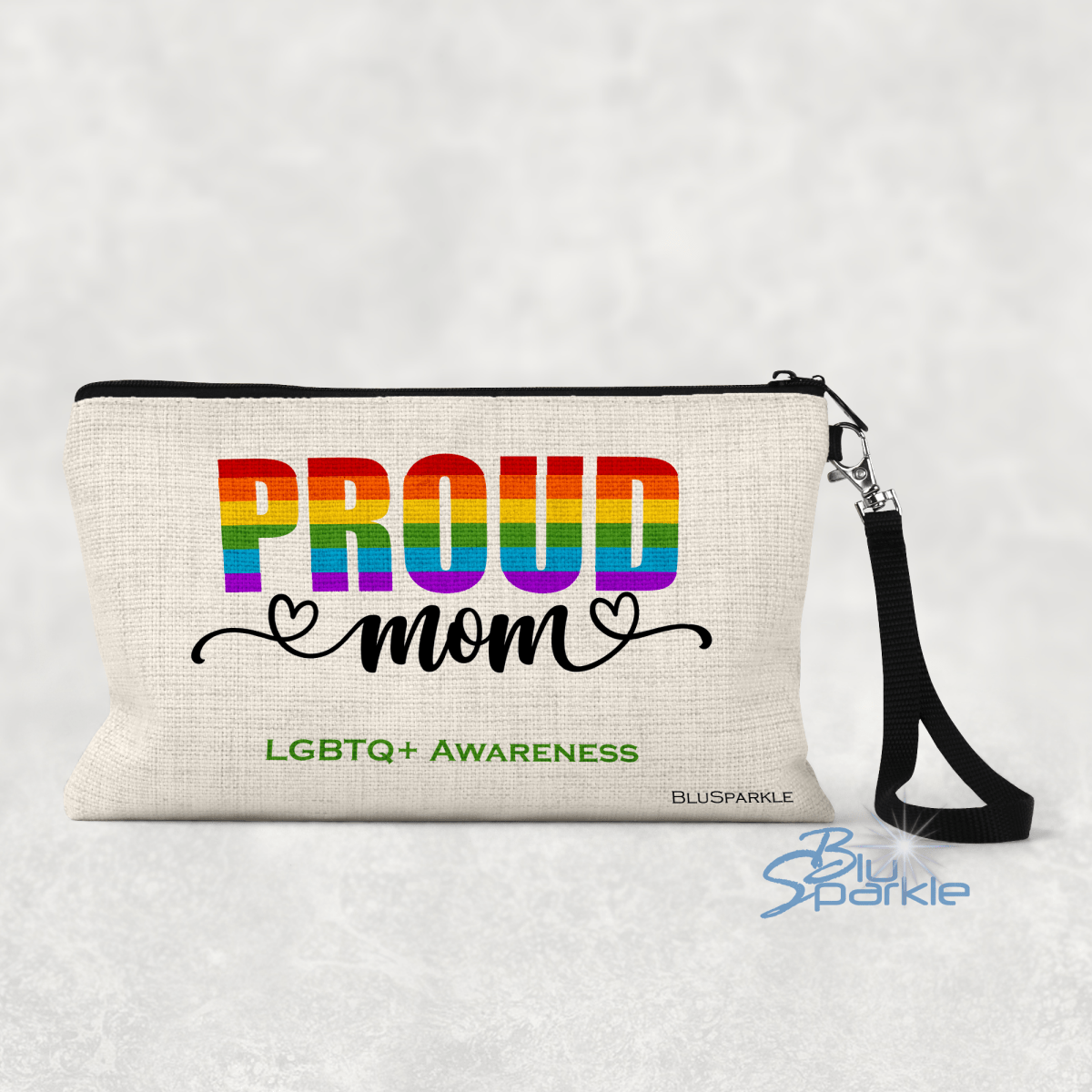 Proud Mom Awareness Canvas Pouch with Strap - BluSparkle