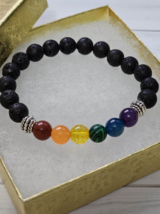 Rainbow Gemstone LGBTQ+ Pride Diffuser Bracelet - BluSparkle