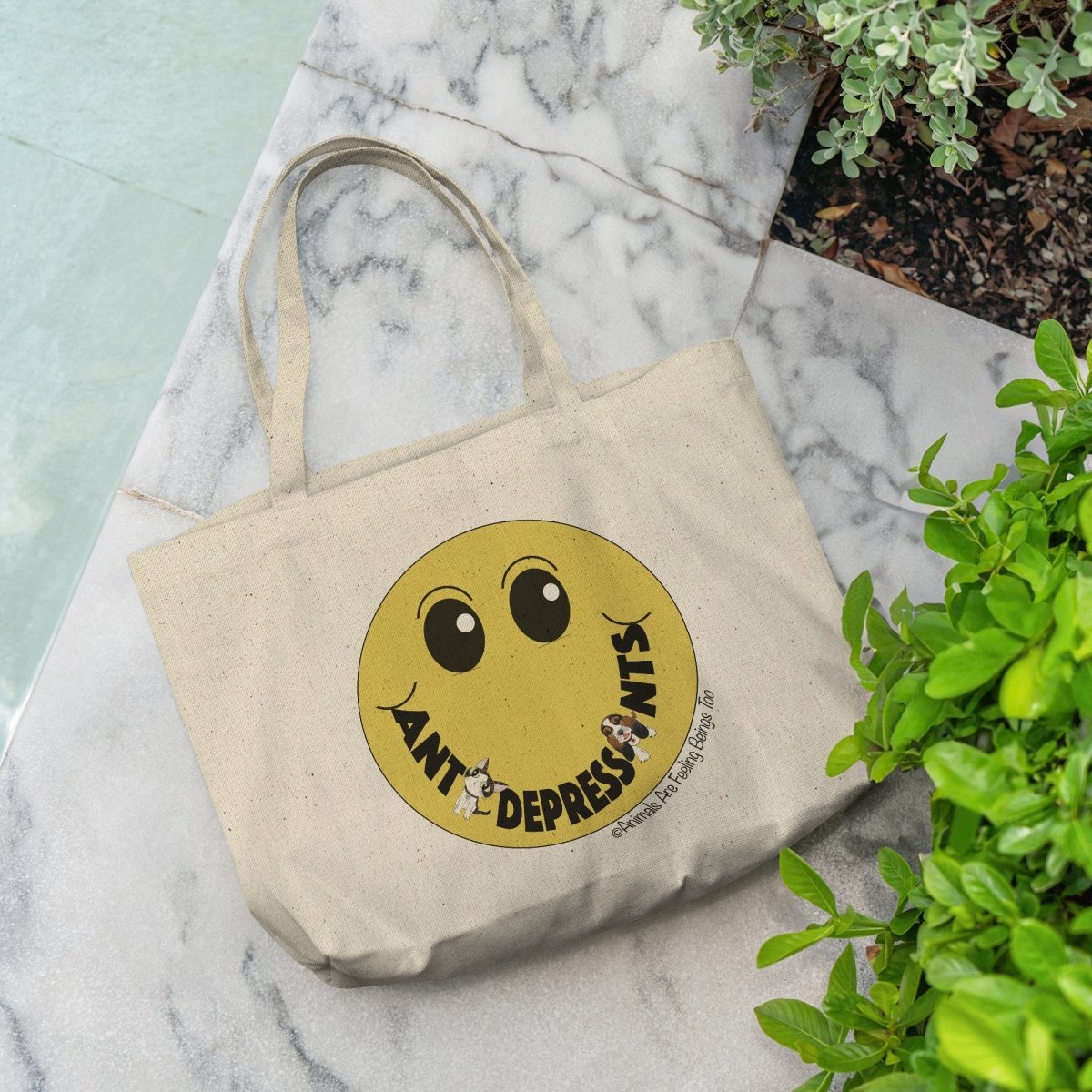 Smiley Face Rounded Canvas Tote Bag - BluSparkle