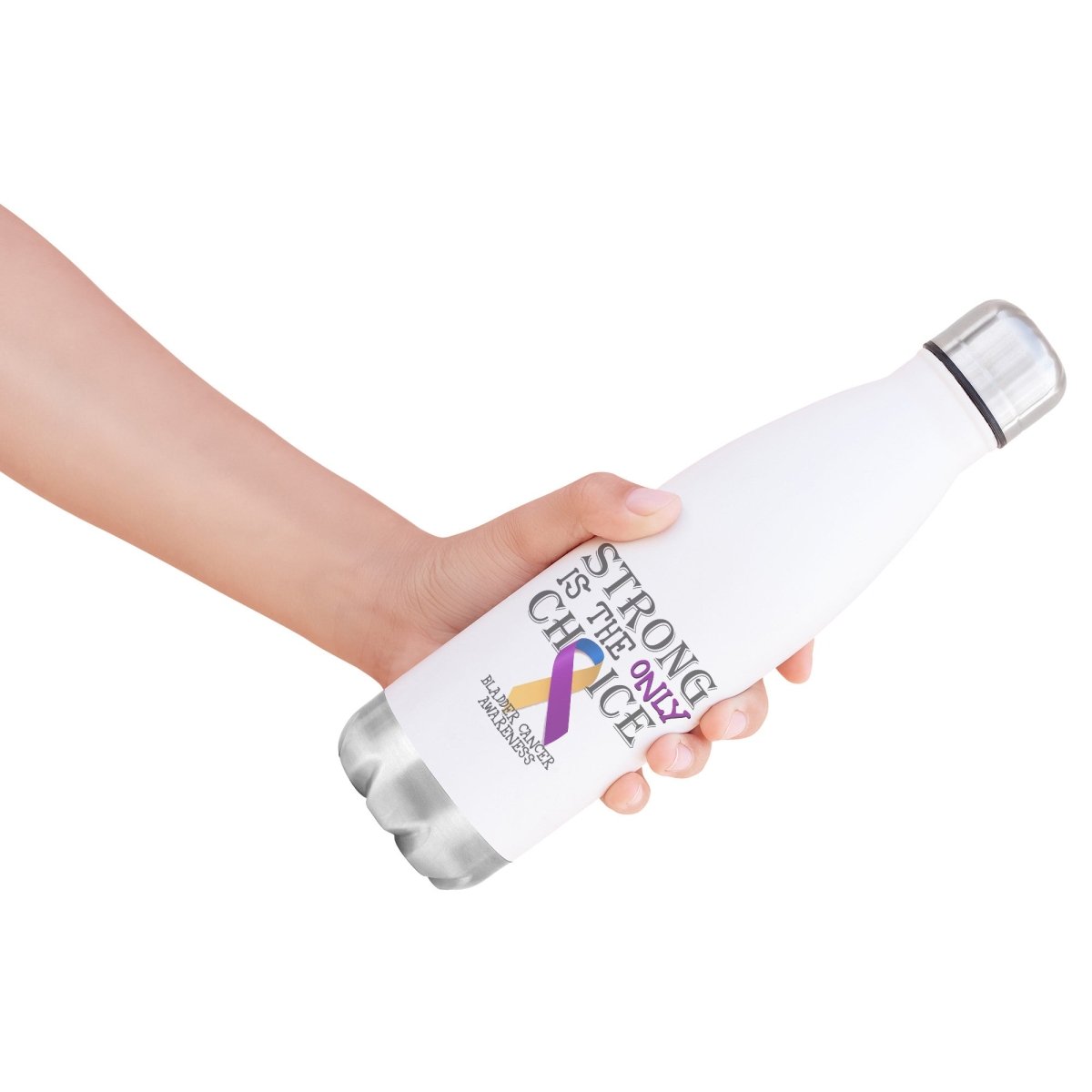 Strong is the Only Choice - Bladder Cancer Awareness 20oz Insulated Water Bottle - BluSparkle