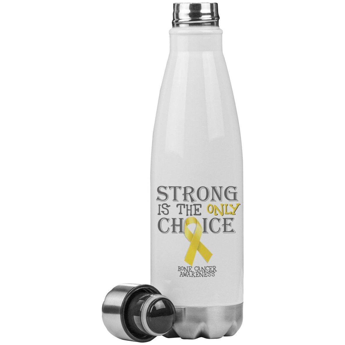 Strong is the Only Choice - Bone Cancer Awareness 20oz Insulated Water Bottle - BluSparkle