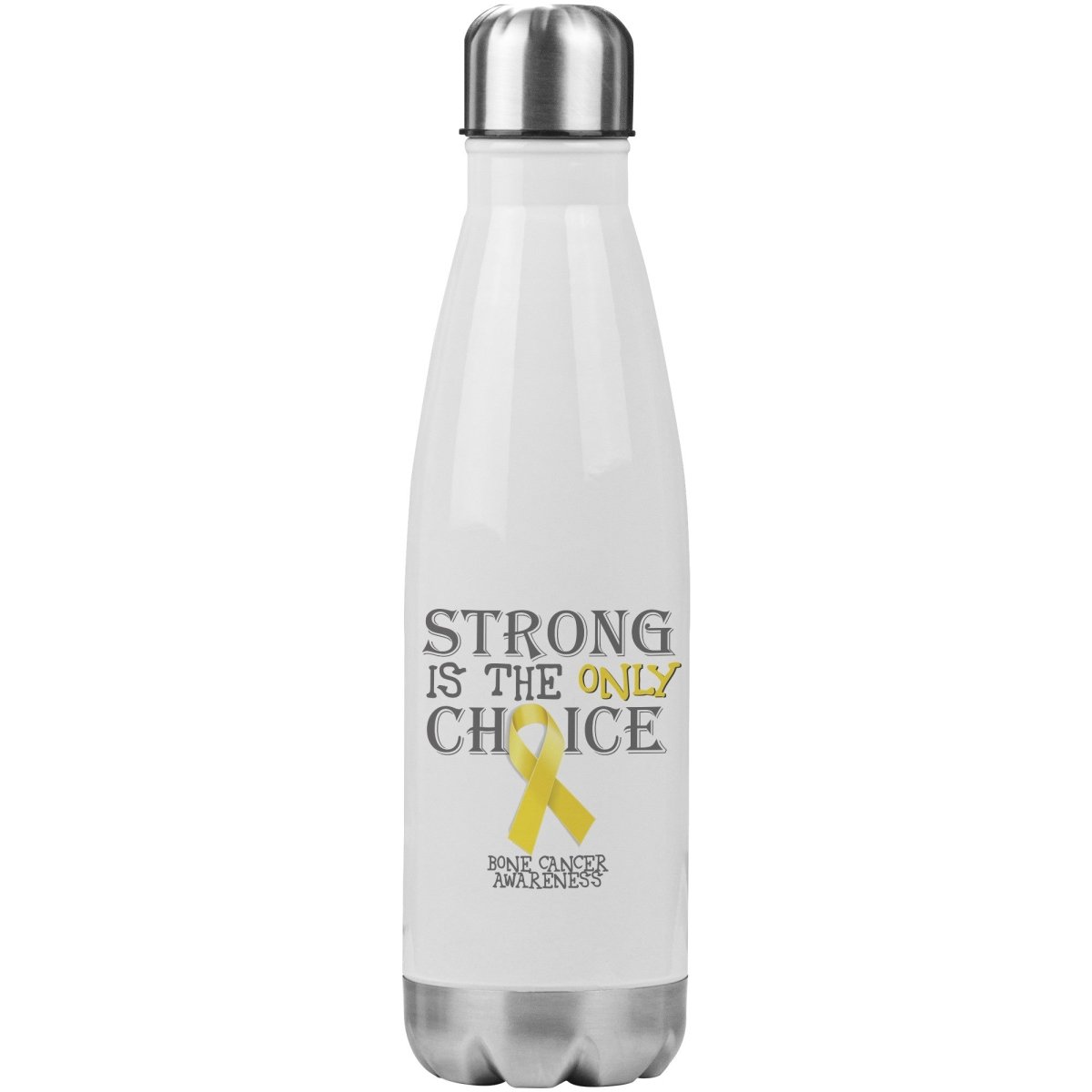 Strong is the Only Choice - Bone Cancer Awareness 20oz Insulated Water Bottle |x| - BluSparkle