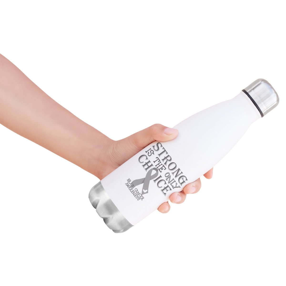 Strong is the Only Choice - Brain Cancer Awareness 20oz Insulated Water Bottle - BluSparkle