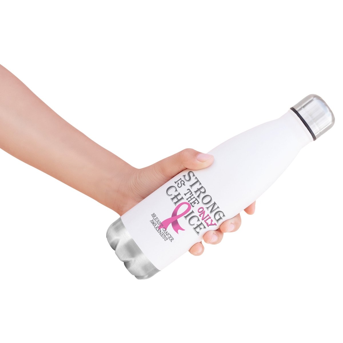 Strong is the Only Choice - Breast Cancer Awareness 20oz Insulated Water Bottle - BluSparkle