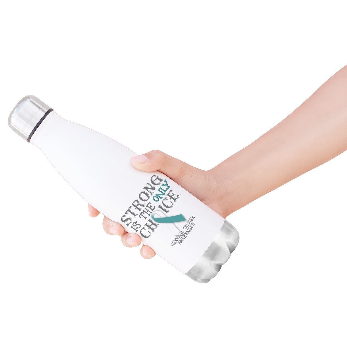 Strong is the Only Choice - Cervical Cancer Awareness 20oz Insulated Water Bottle - BluSparkle