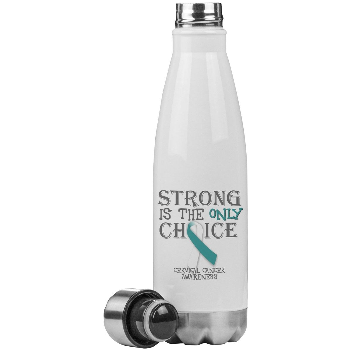 Strong is the Only Choice - Cervical Cancer Awareness 20oz Insulated Water Bottle |x| - BluSparkle
