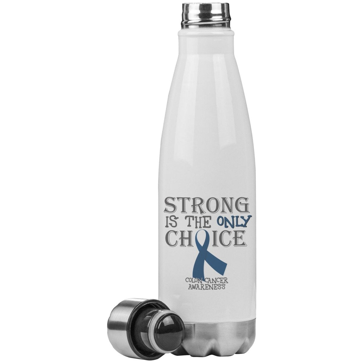 Strong is the Only Choice - Colon Cancer Awareness 20oz Insulated Water Bottle - BluSparkle