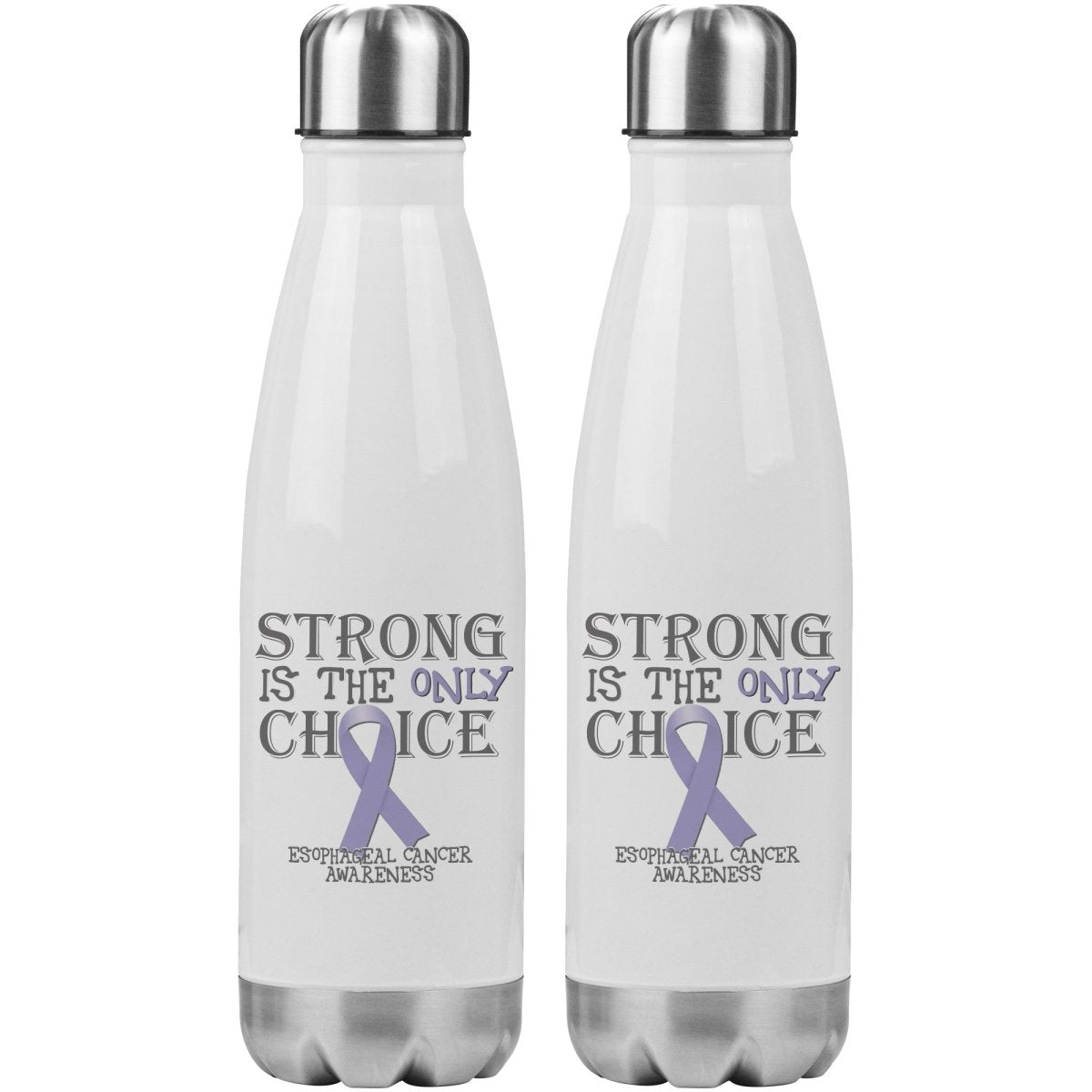 Strong is the Only Choice - Esophageal Cancer Awareness 20oz Insulated Water Bottle - BluSparkle