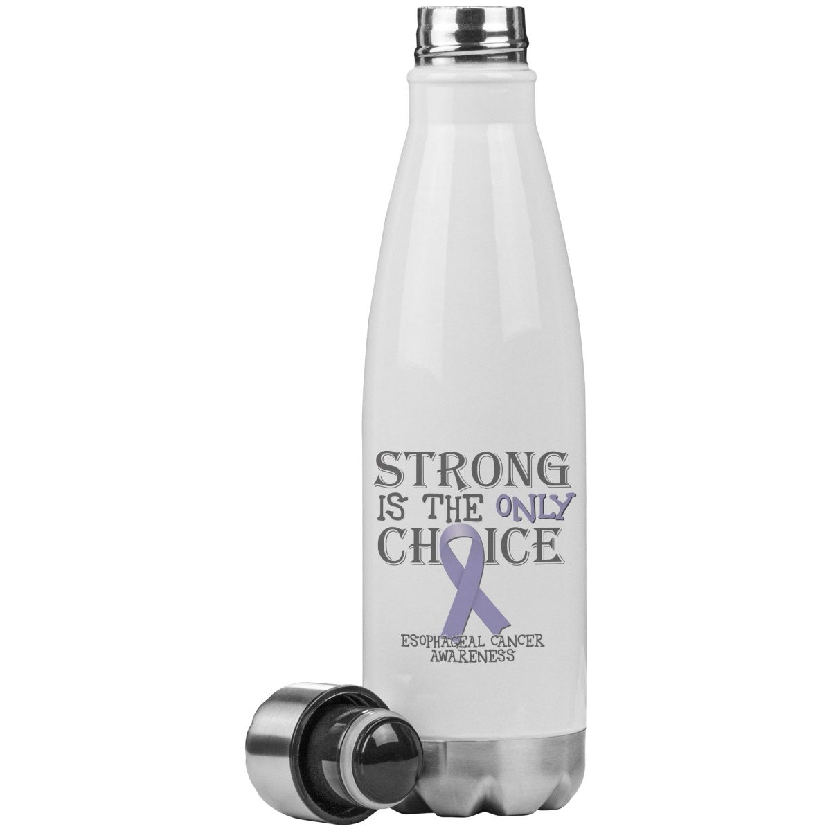 Strong is the Only Choice - Esophageal Cancer Awareness 20oz Insulated Water Bottle |x| - BluSparkle