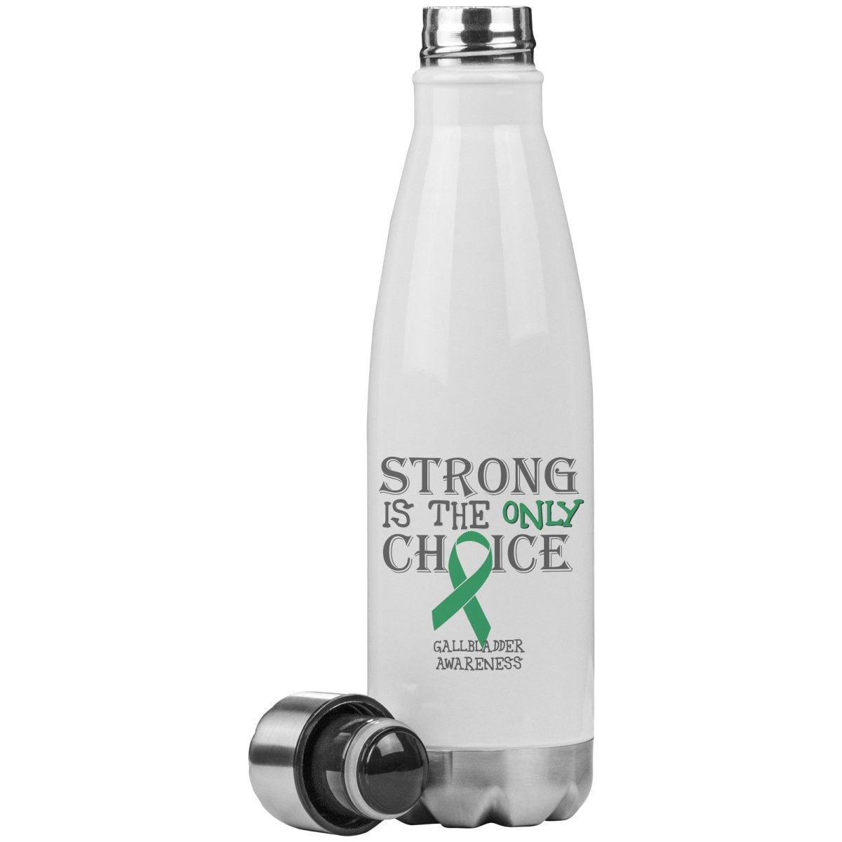 Strong is the Only Choice - Gallbladder Cancer Awareness 20oz Insulated Water Bottle - BluSparkle