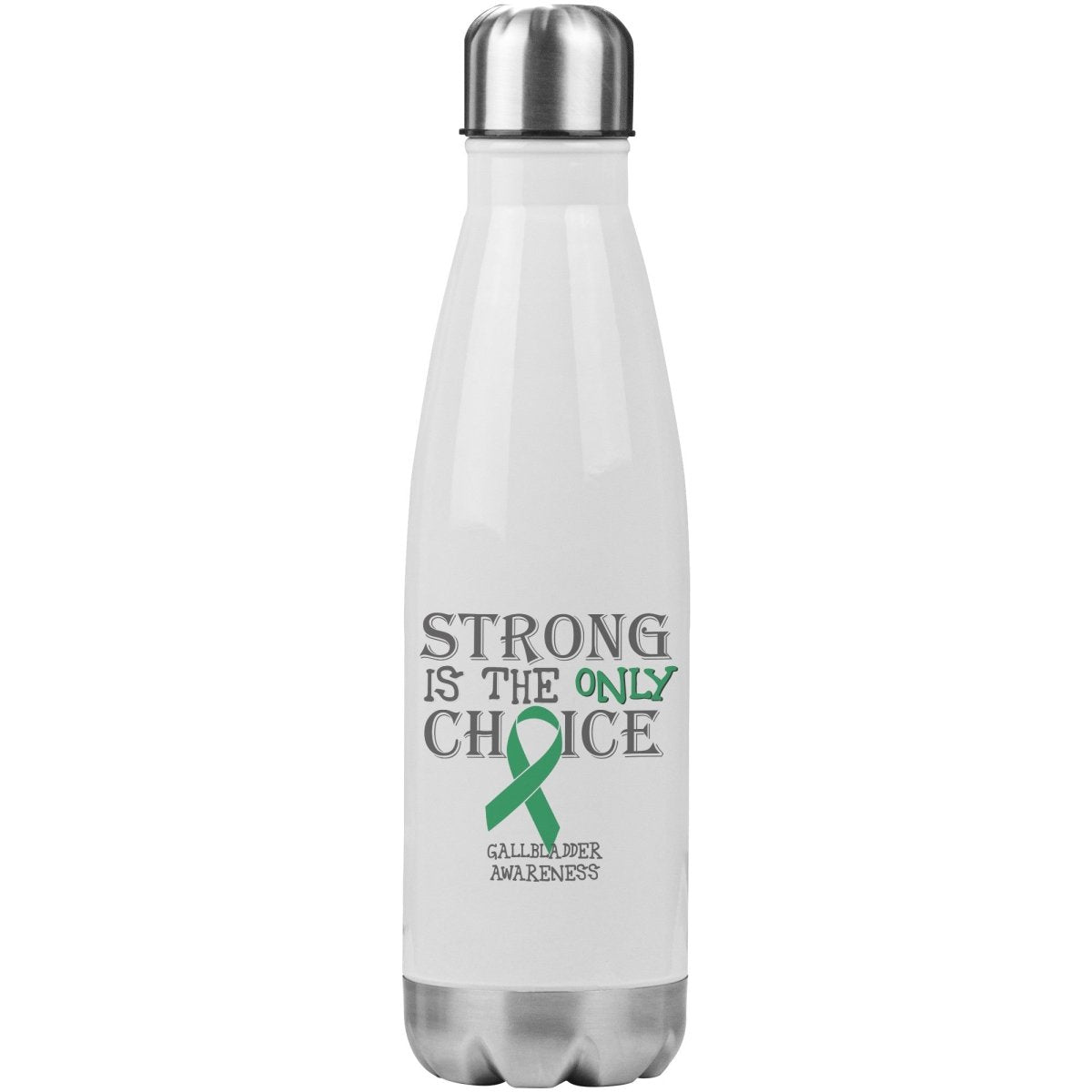 Strong is the Only Choice - Gallbladder Cancer Awareness 20oz Insulated Water Bottle - BluSparkle