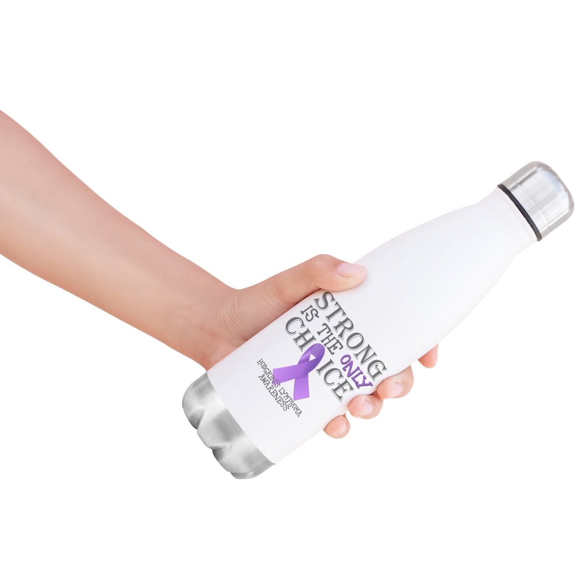 Strong is the Only Choice - Hodgkin's Lymphoma Awareness 20oz Insulated Water Bottle - BluSparkle