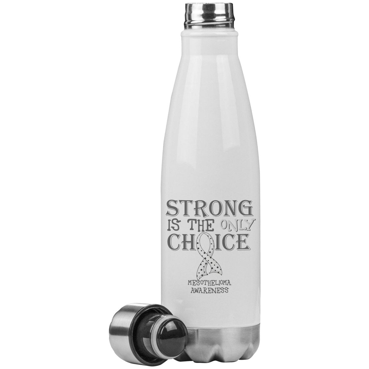 Strong is the Only Choice - Mesothelioma Awareness 20oz Insulated Water Bottle - BluSparkle