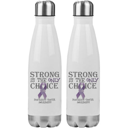 Strong is the Only Choice - Pancreatic Cancer Awareness 20oz Insulated Water Bottle - BluSparkle